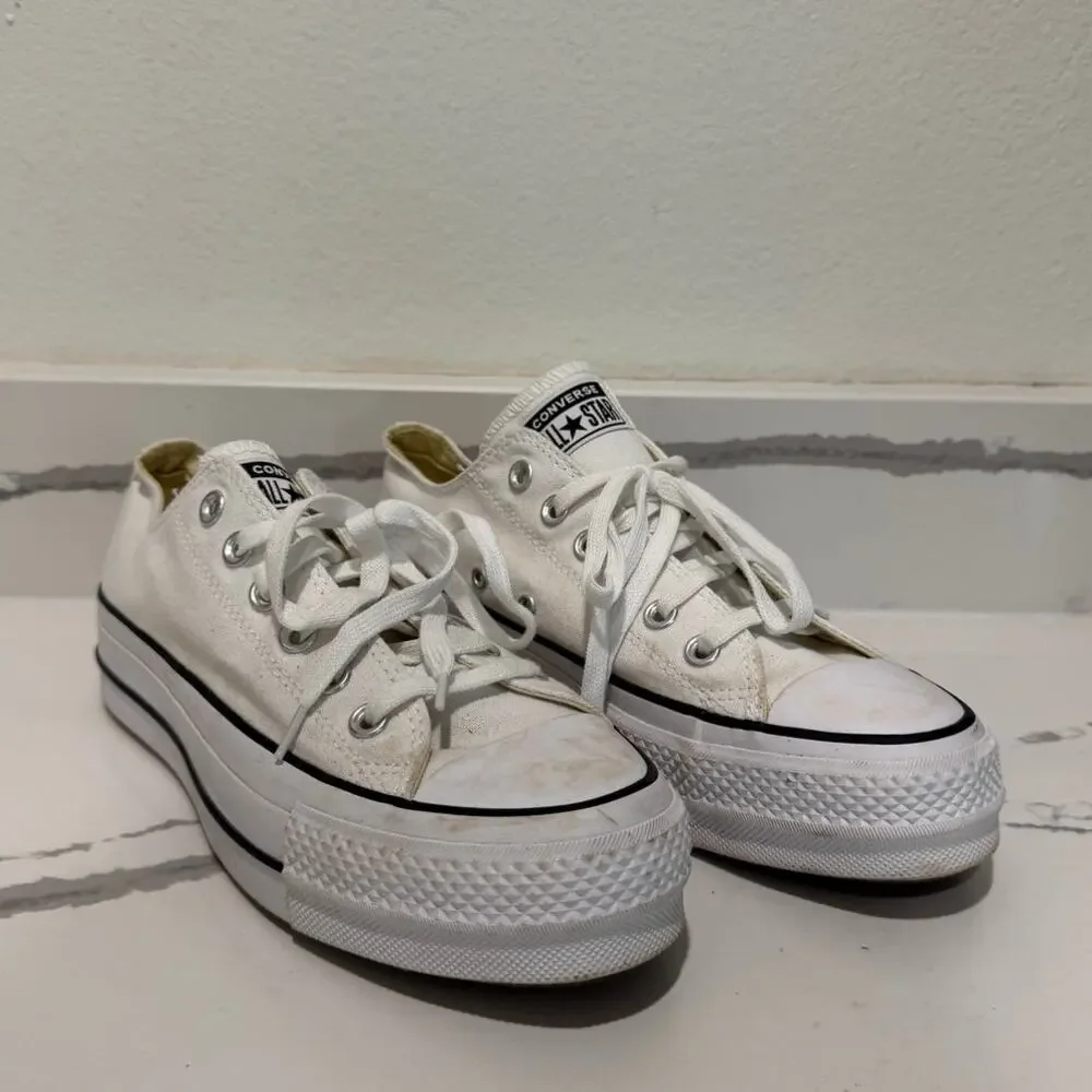 Converse Chuck Taylor All Star Lift Platform Shoes Women's 8 White Low Top